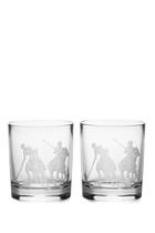 Garrett Double Old Fashion Crystal Whiskey Glass, Set Of Two